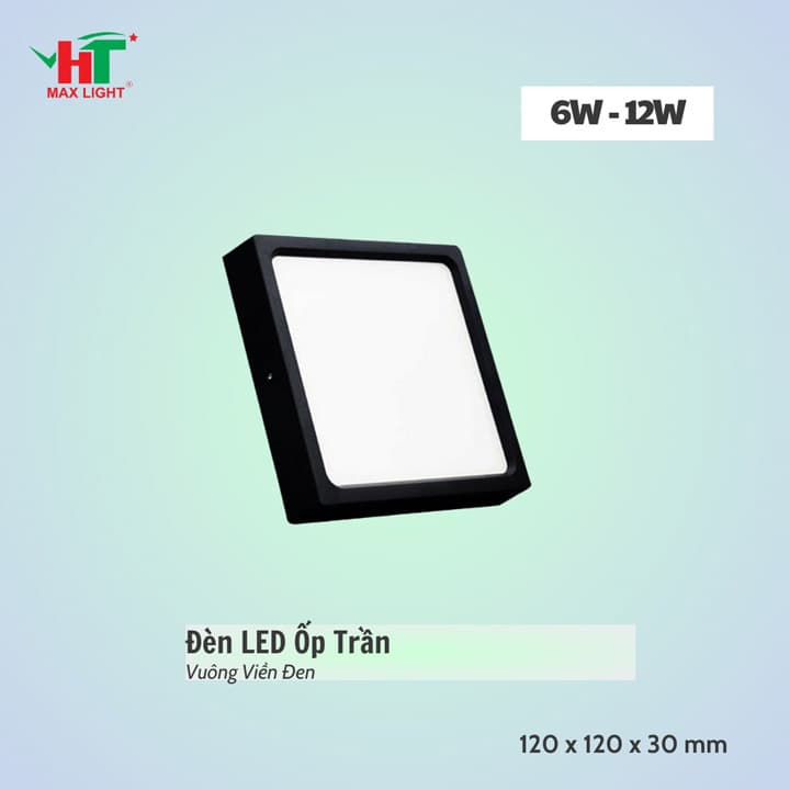 Đèn LED ốp trần vuông viền đen