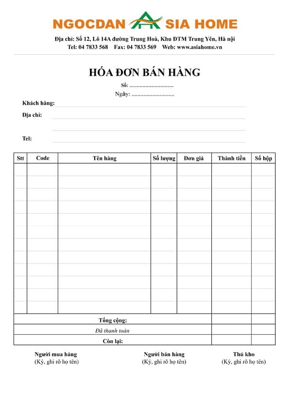 In hóa đơn