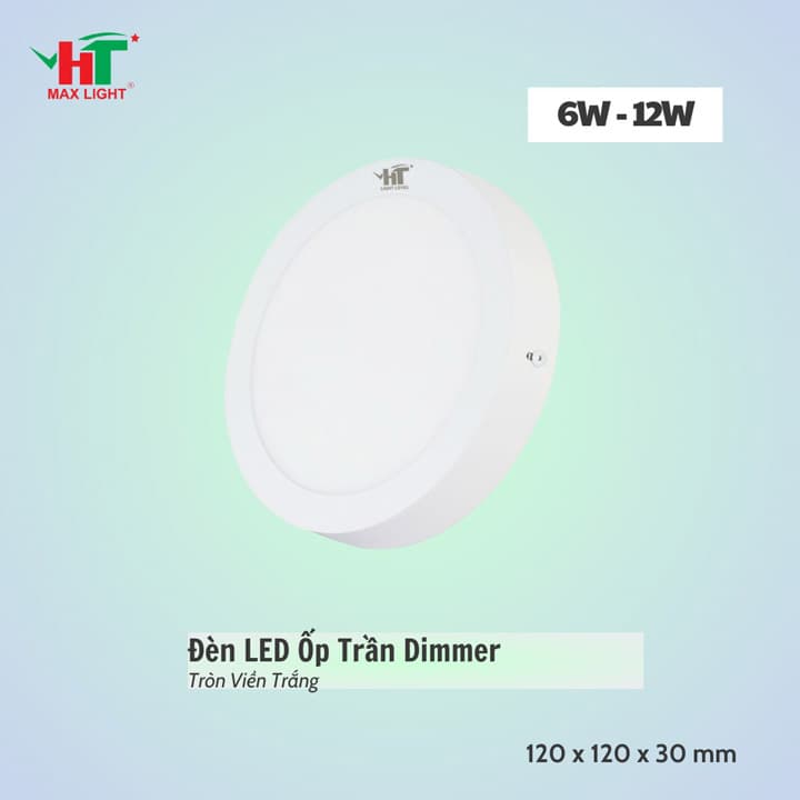 Đèn LED ốp trần tròn viền trắng Dimmer