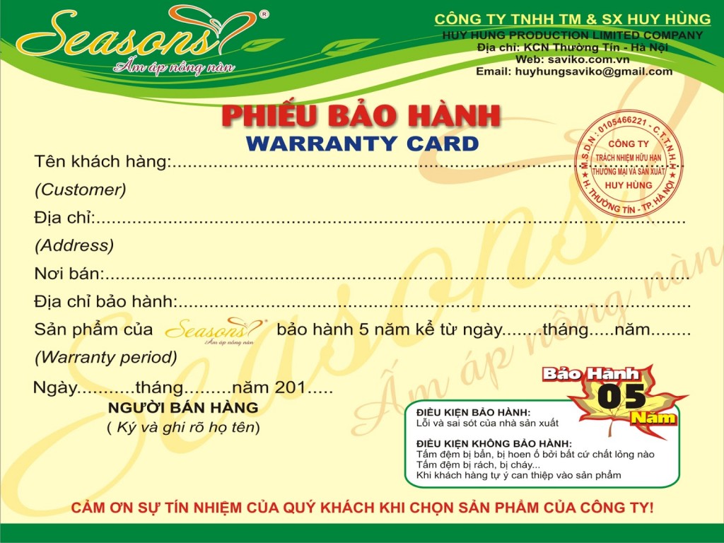 In phiếu bảo hành