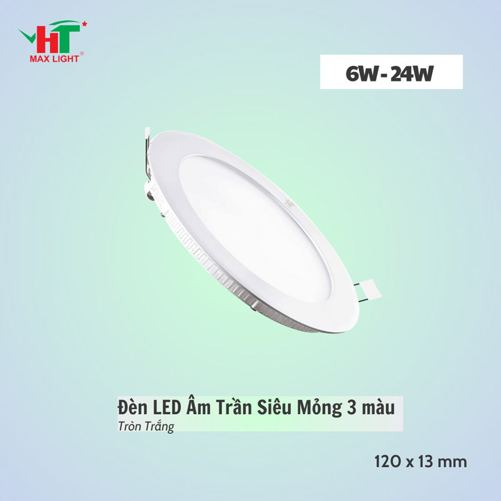 Đèn LED âm trần siêu mỏng tròn 3 màu