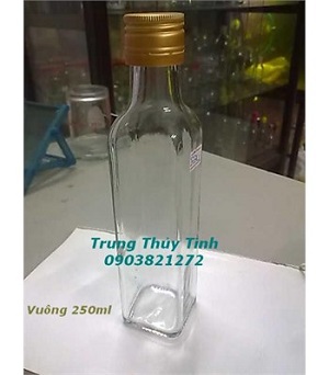 Chai đựng nước mắm vuông 250ml nắp nhôm