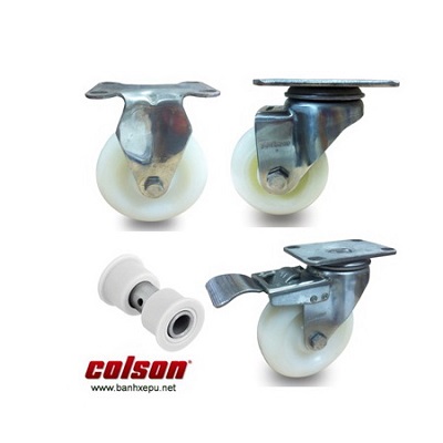 Bánh xe nhựa trắng Nylon PA Colson Caster