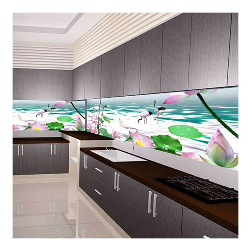 Kính ốp bếp 3D đầm sen