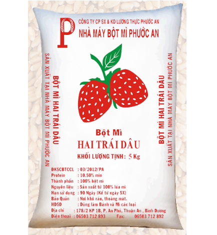 bột mì nhãn hiệu Hai Trái Dâu