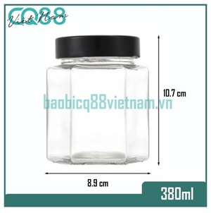 Hũ Thủy Tinh Lục Giác 380ML