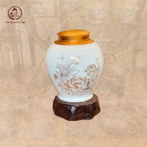 Hũ trà sứ hoa sen