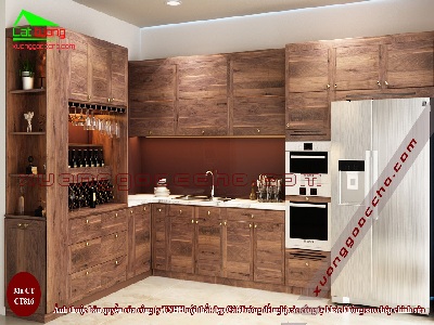Tủ bếp gỗ óc chó