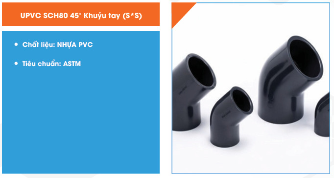 UPVC SCH80 45 độ khuỷu tay
