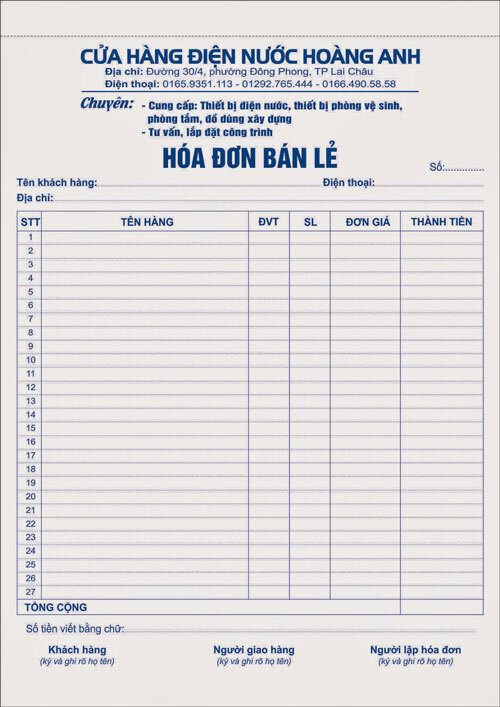 In hóa đơn bán hàng