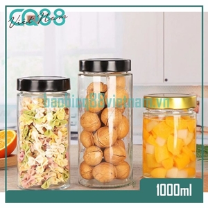 Hũ Thủy Tinh Tròn Nắp Cao 1 Lít