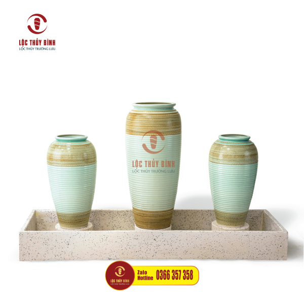 Bộ ba lu nước phong thuỷ thổ cẩm