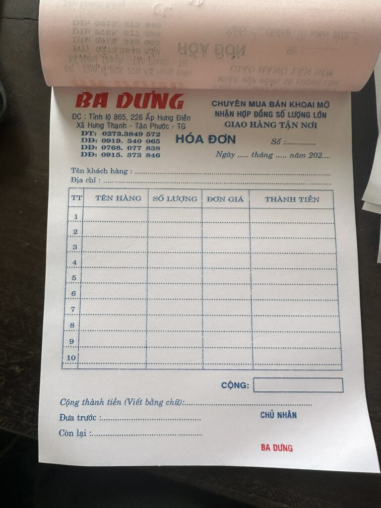 In hóa đơn bán lẻ