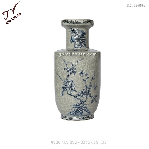 Tiểu lộc bình men rạn miệng đấu đắp nổi