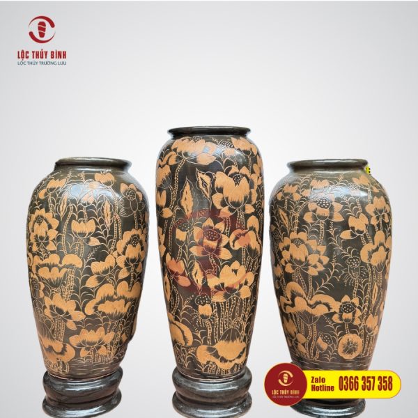 Bộ ba lu nước phong thuỷ liên hoa