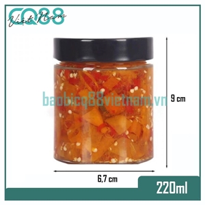 Hũ Thủy Tinh Tròn Nắp Cao 220ml