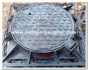 Nắp hố ga gang khung âm nắp tròn