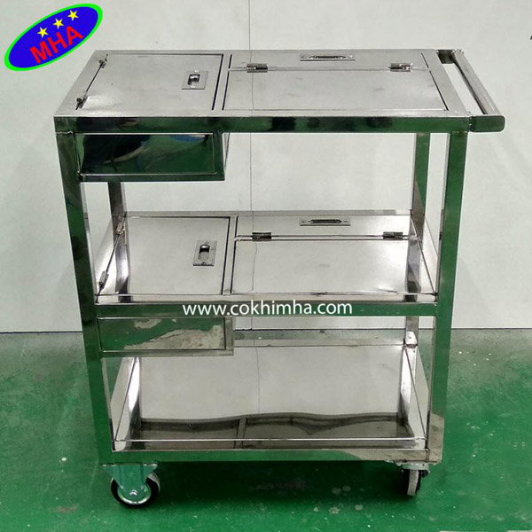 Xe đẩy hàng 3 tầng có ngăn