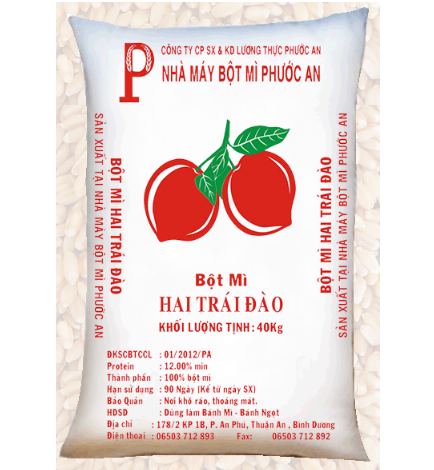 bột mì nhãn hiệu Hai Trái Đào