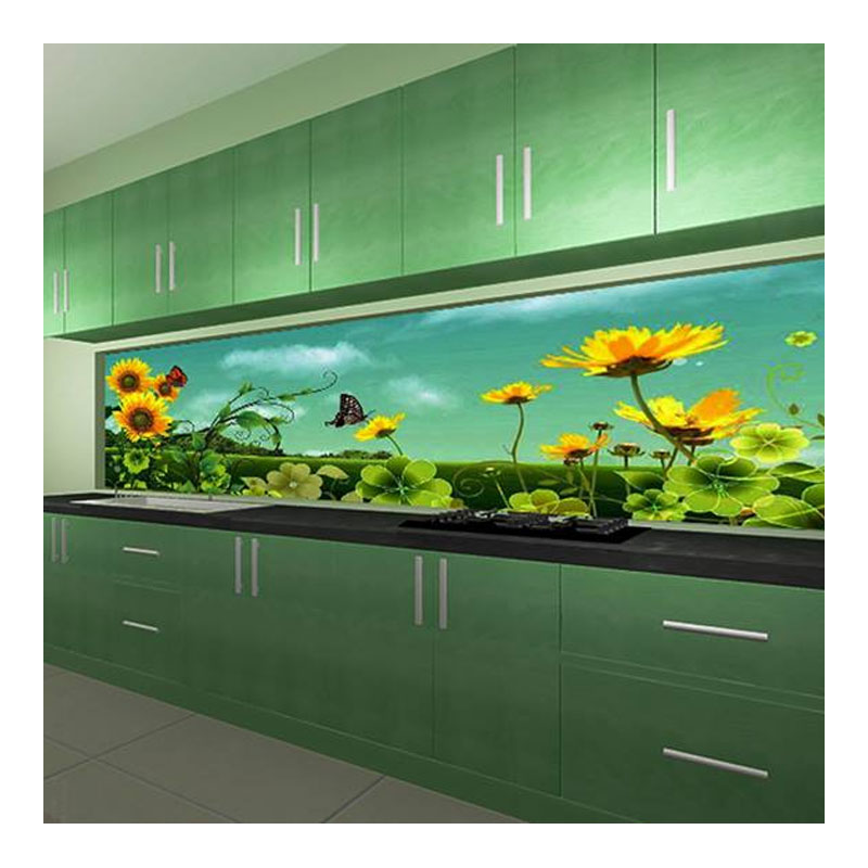 Kính ốp bếp 3D cánh đồng hoa cúc